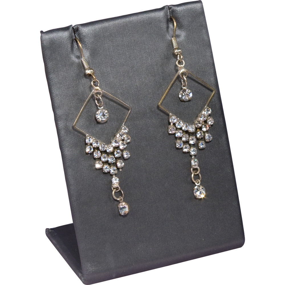 Earring Display Stand — 2 3/8 x 1 1/2 x 3 1/4" H — Steel Grey Faux Leather