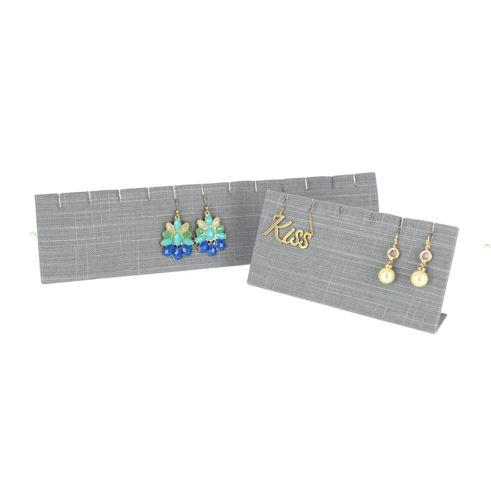 Earring Display Stand — 6 x 1 5/8 x 2 3/4" H — up to 3 pr — Grey Linen
