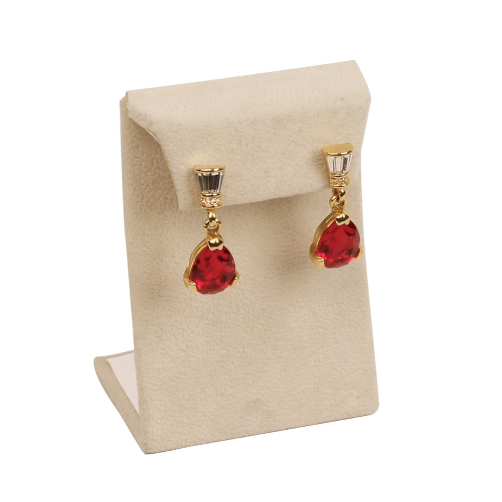 Earring Display Stand — 2 3/8 x 1 1/2 x 3 3/8" H — Beige Suede