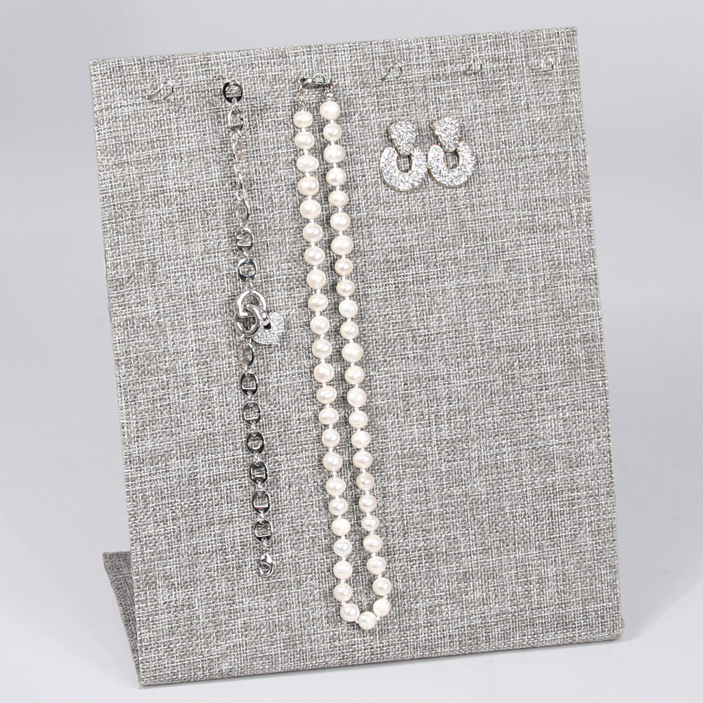 Burlap Canvas Stand — 8 x 4 x 9" H — Grey Linen