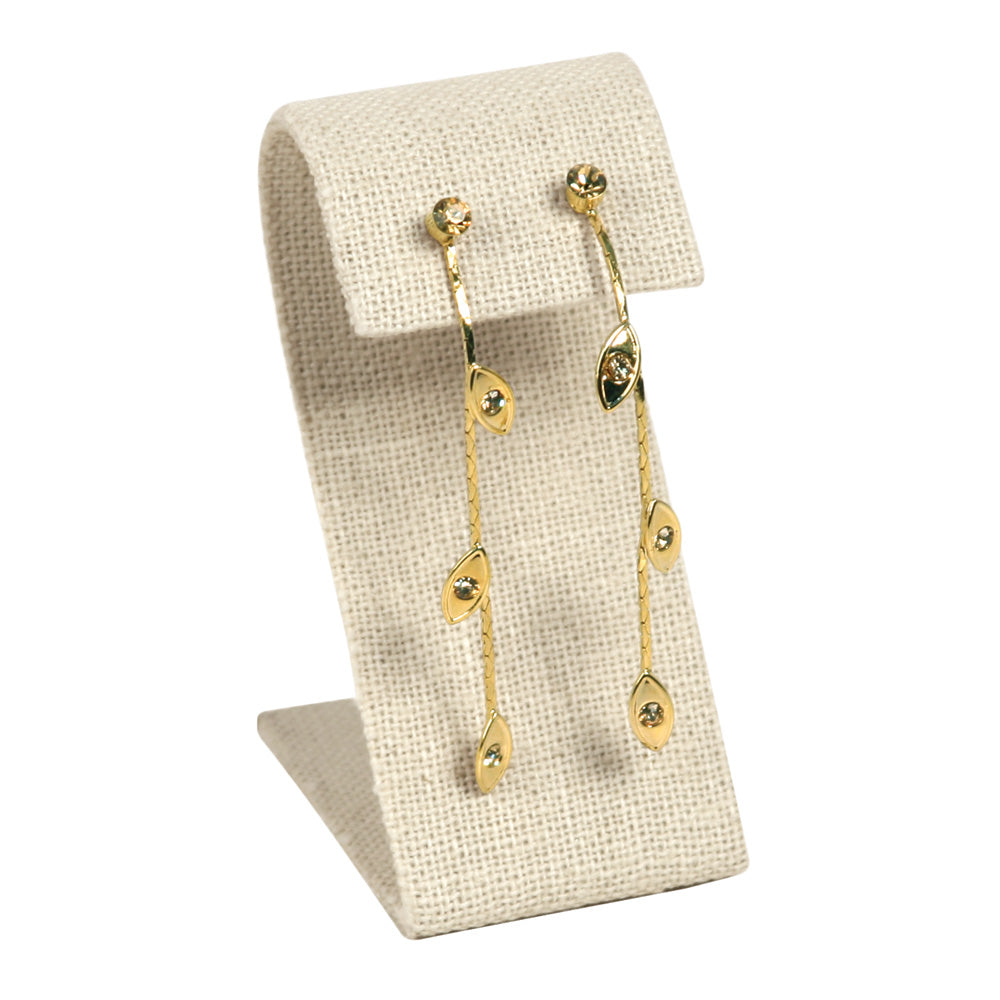 Curved Top Earring Display Ramp & Stand — 1 1/2 x 2 1/8 x 3 1/2" H — 1 pr — Beige Linen