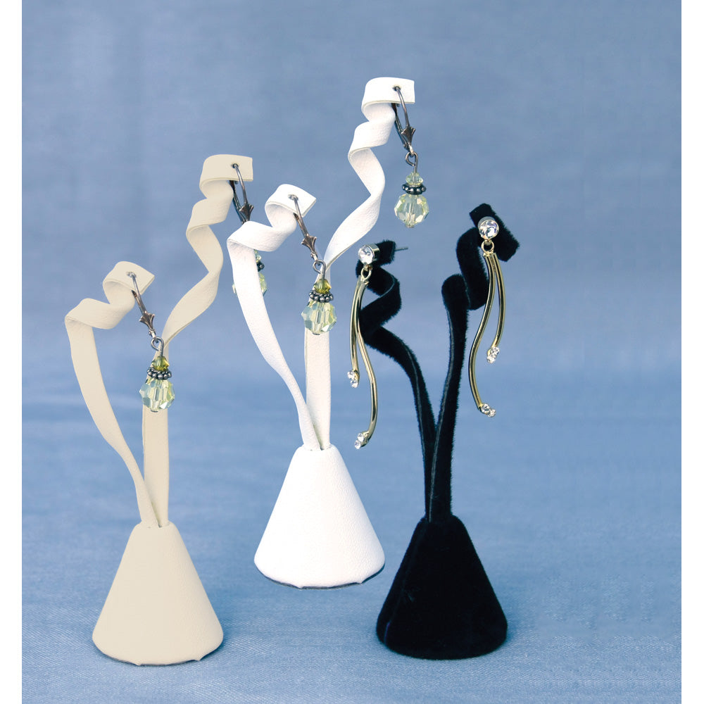 Twirl Earring Stand — Beige Faux Suede