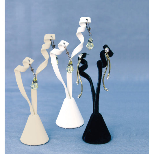 Twirl Earring Stand — Beige Faux Suede
