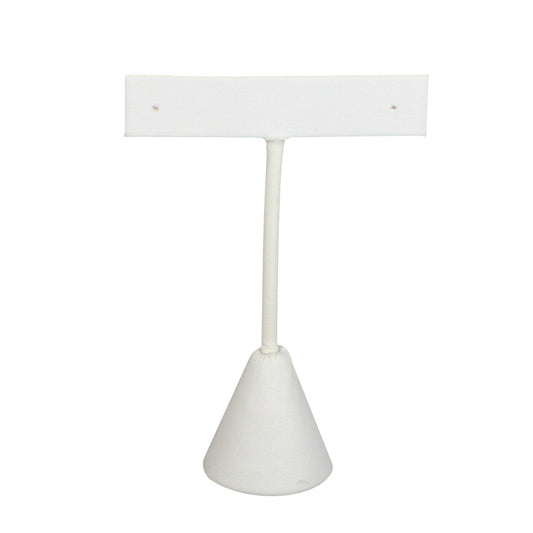 T-Shape Earring Stand — 3 1/2" H — White Faux Leather