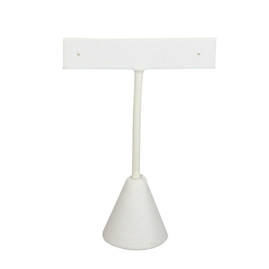 T-Shape Earring Stand — 5 3/4" H (145mm) — White Faux Leather