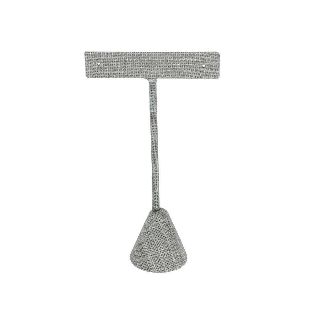 T-Shape Earring Stand — 4 1/2" H (115mm) — Grey Linen