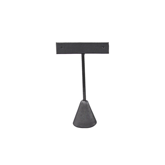 T-Shape Earring Stand — 4 1/2" H — Steel Grey Faux Leather