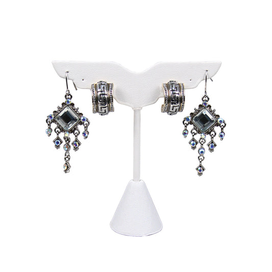 Wings Style Earring Display — 3 x 4 3/4" H — White Faux Leather
