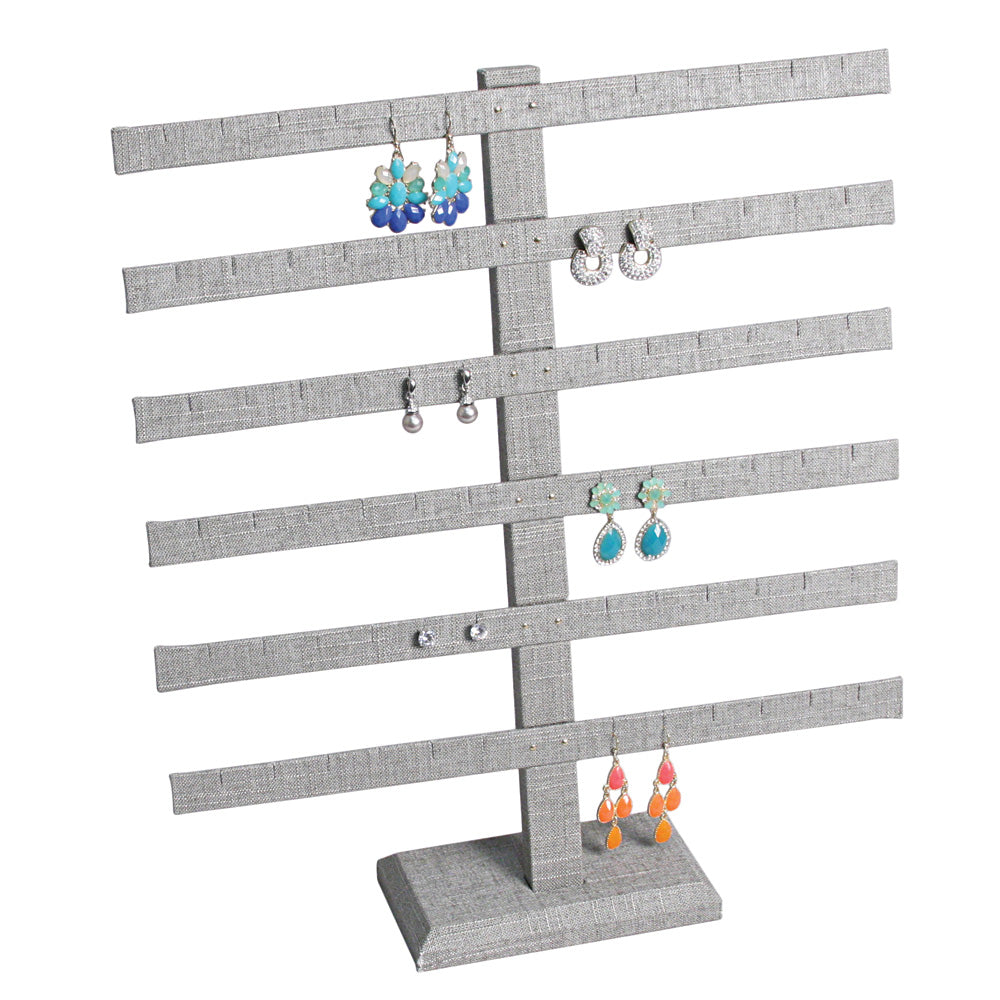 Earring Bar Display Rack — 10 1/4 x 8 1/2" H — 12 pr — Grey Linen
