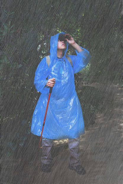 30-Piece Display of Water-Resistant Emergency Poncho with Hood Attached & Full Sleeve - 61" x 69"