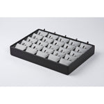 Medium Stackable Trays — Earring Pad (25 Pr.) — Steel Grey Faux Leather w/ Black Faux Leather Tray