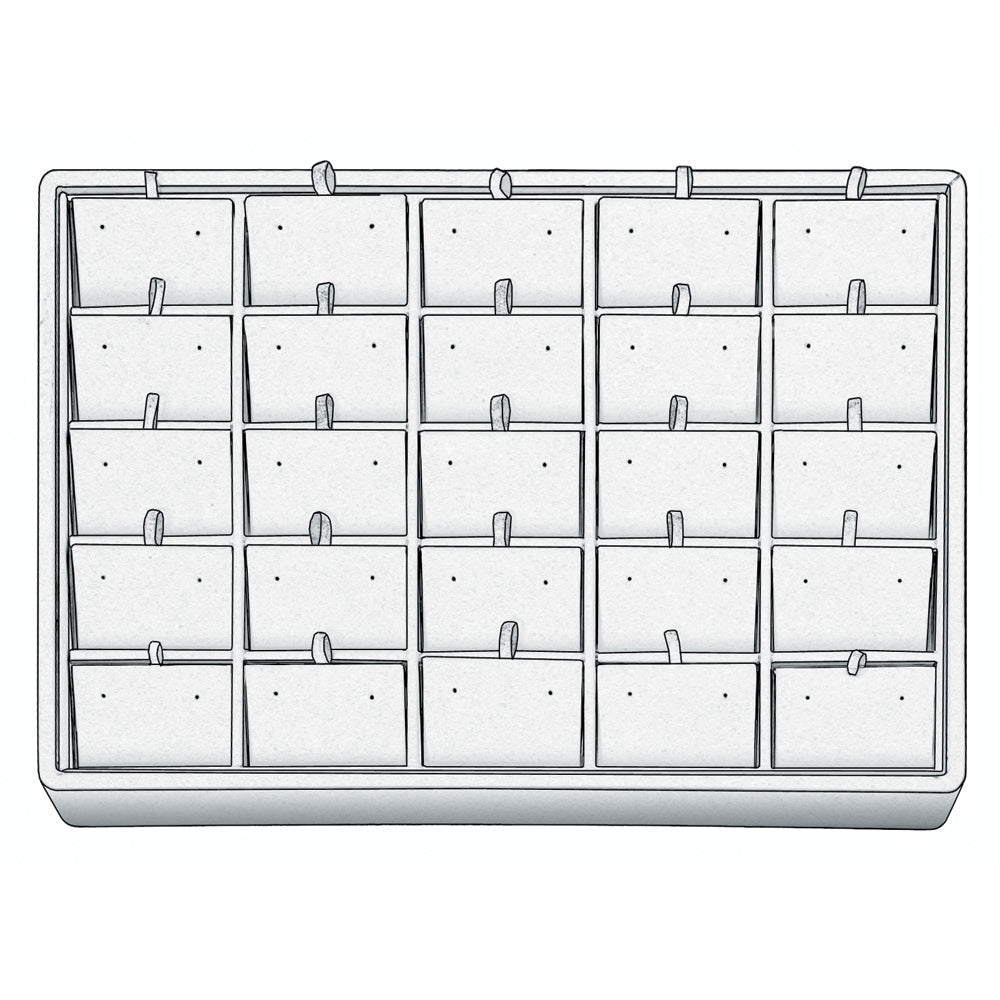 Medium Stackable Trays — Earring Pad (25 Pr.) — All White Faux Leather