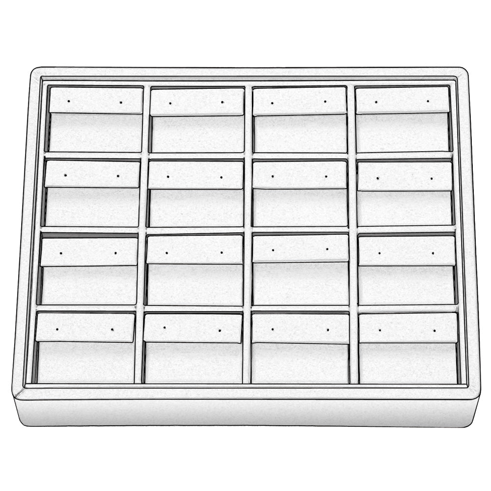 Small Stackable Trays — Earring Pad (16 Pr.) — Steel Grey Faux Leather w/ Black Faux Leather Tray