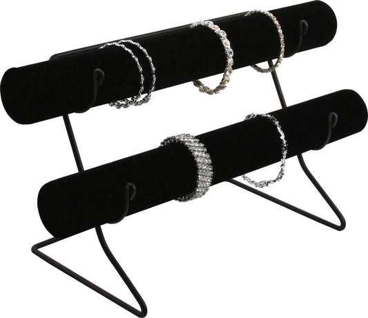 Black Velvet Bars w/ Wire Base — 2 Tier — 12 1/8 x 6 1/2 x 7 5/8" H — Black Velvet