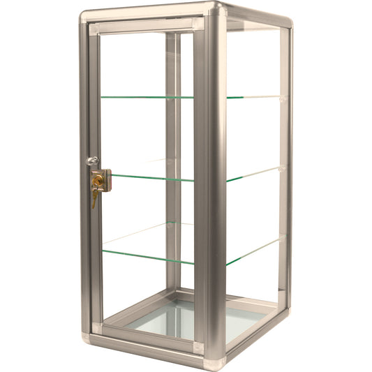 Counter-Top Display Cases — 14 x 12 x 27" H — Mirror Bottom — Champagne Tone