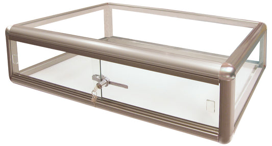 Counter-Top Display Cases — 30 x 18 x 9" H — Glass Bottom — Champagne Tone
