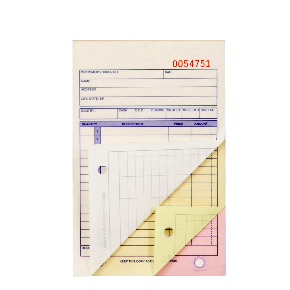 3-Part Sales Order Books — Medium — 4 3/16″ x 7 3/16″ (106 x 183mm) — White