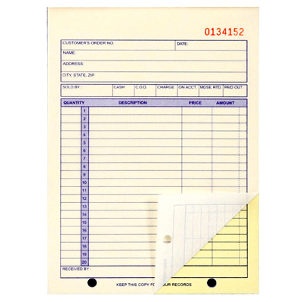 2-Part Sales Order Books — Small — 3 11/32″ x 5 5/8″ — White