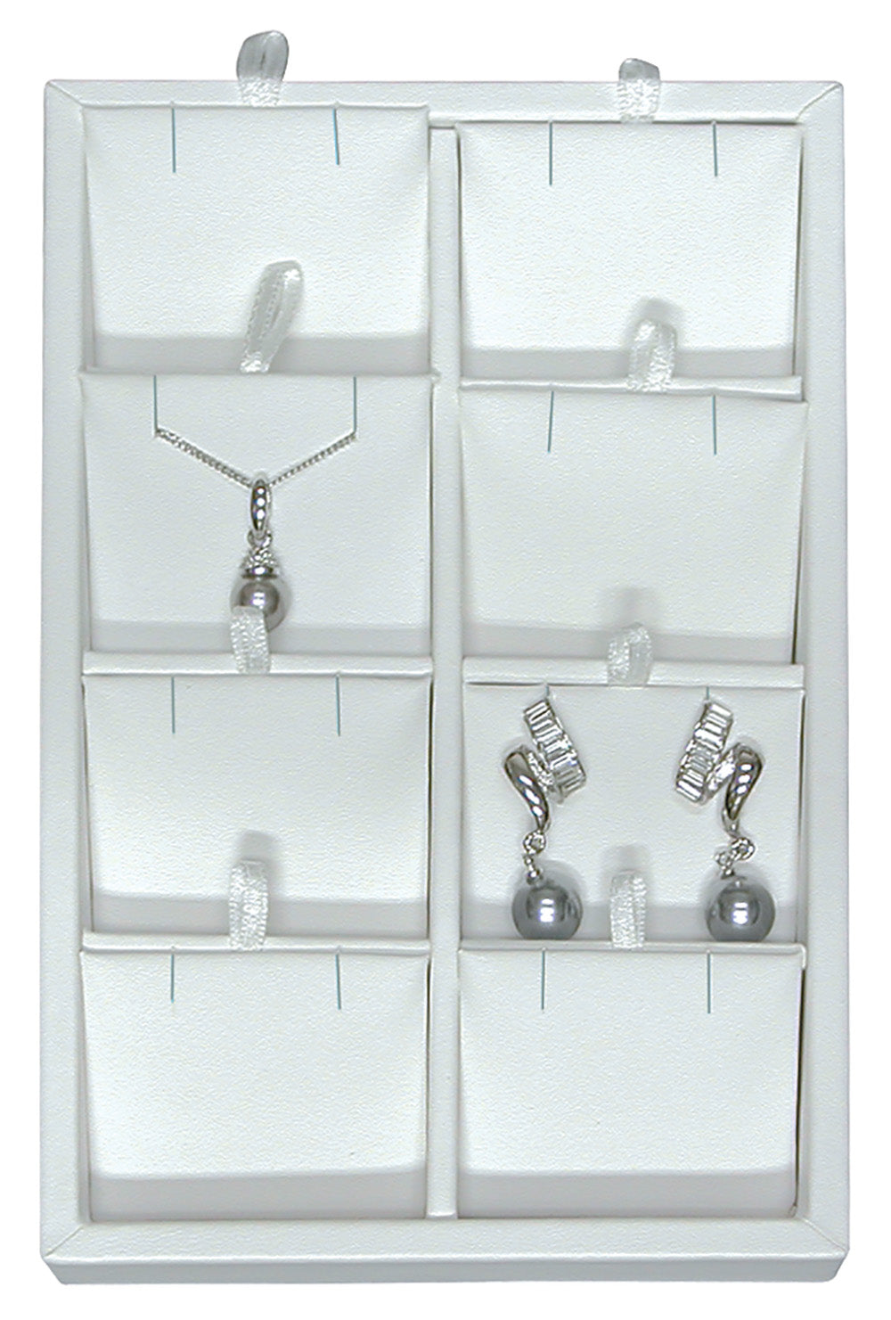 Versatile Small Insert Trays — Pendant Tray (8) — All White Faux Leather