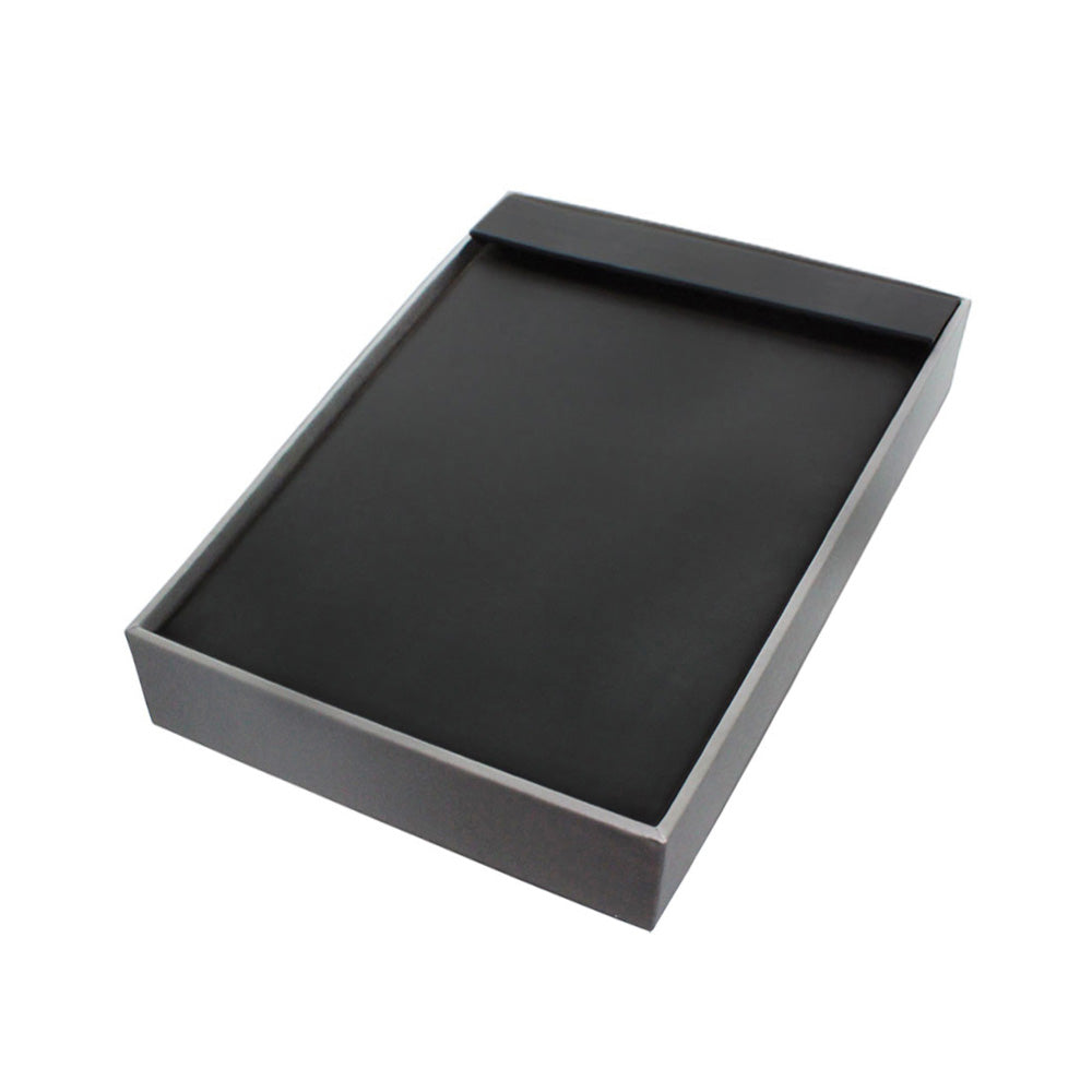 Standard Display Tray — Chain Tray (14) — 10 7/8″ x 15 5/8″ x 1 7/8″ H — Black Faux Leather w/ Steel Grey Trim