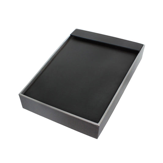 Standard Display Tray — Chain Tray (14) — 10 7/8″ x 15 5/8″ x 1 7/8″ H — Black Faux Leather w/ Steel Grey Trim