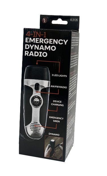 5.5 Inch 4-IN-1 Emergency Dynamo AM/FM Radio With Phone Charger & Lanyard