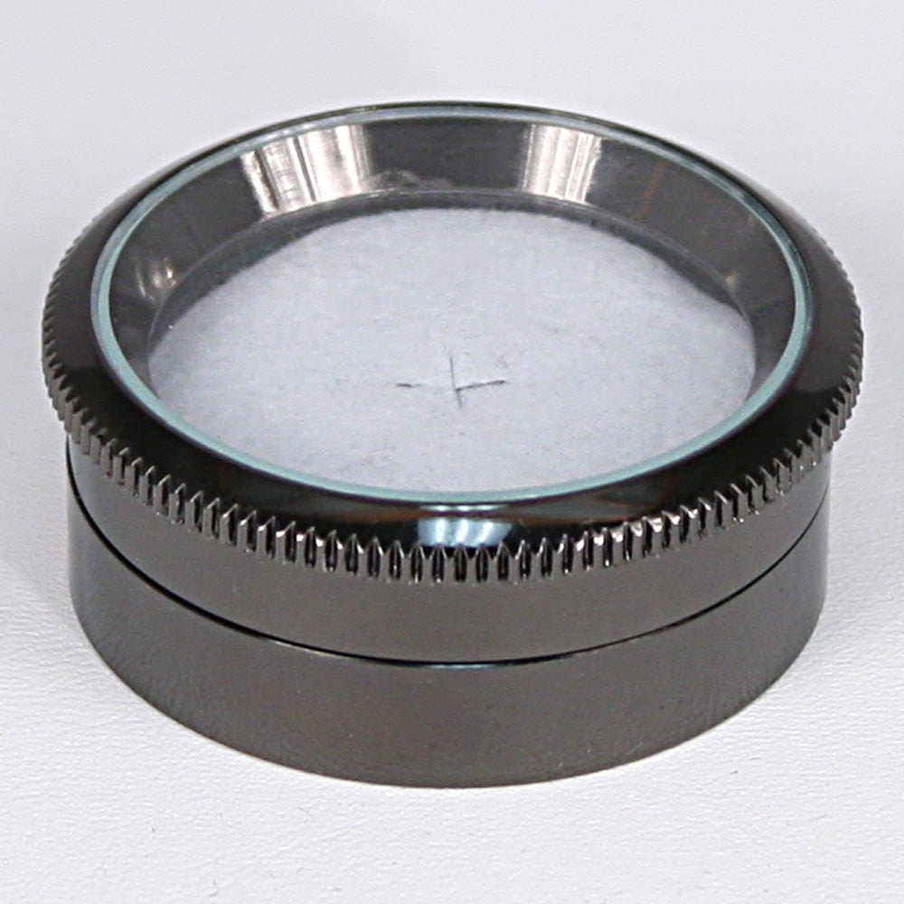 Round Metal View-Top Gem Jar — Black Chrome — 1 3/4" Dia. x 3/4" H (44 x 19mm) — Black Chrome