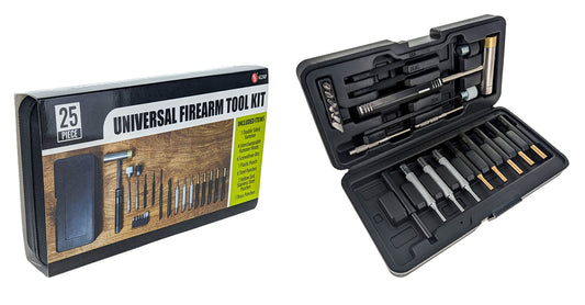 24-piece Gunsmithing Kit including 14 punches, a Dual Head Hammer with 2 extra heads, and 6 bits