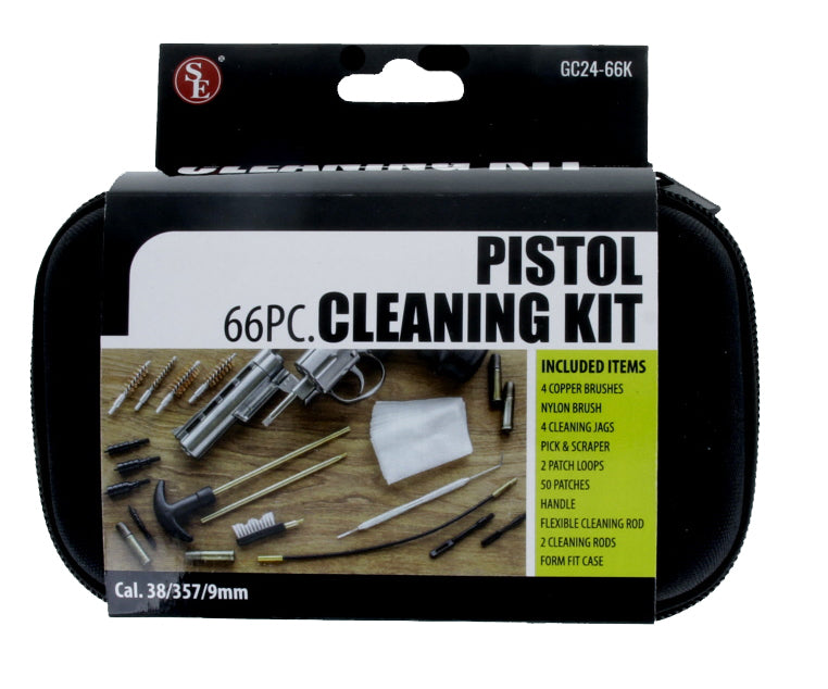 9mm-66Pc Pistol Cleaning Kit in Zippered Case,Cal. 38/357/9mm