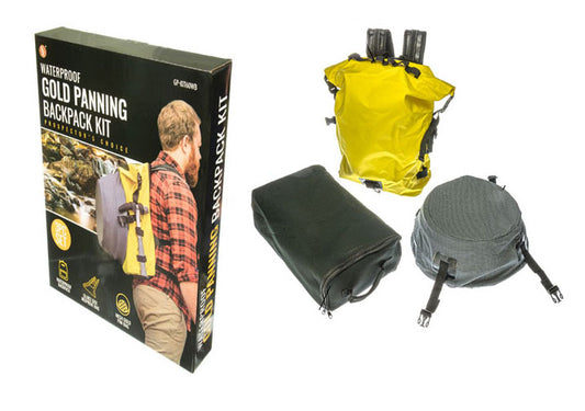 3Pc Set- Waterproof Gold Panning Backpack Kit,Includes-WaterProof Backpack,Sluice Box Neoprene Bag & Mesh Gold Pan Bag