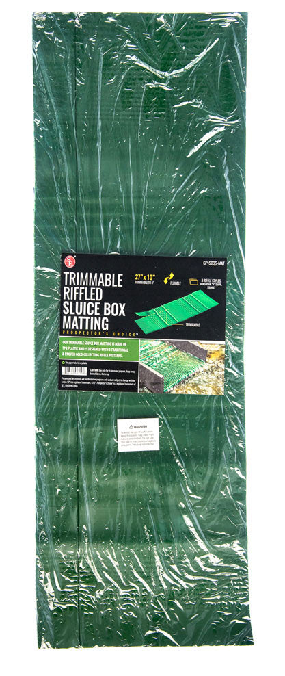 27"x 10" Trimmable Riffled TPR Lightweight Green Sluice Box Matting