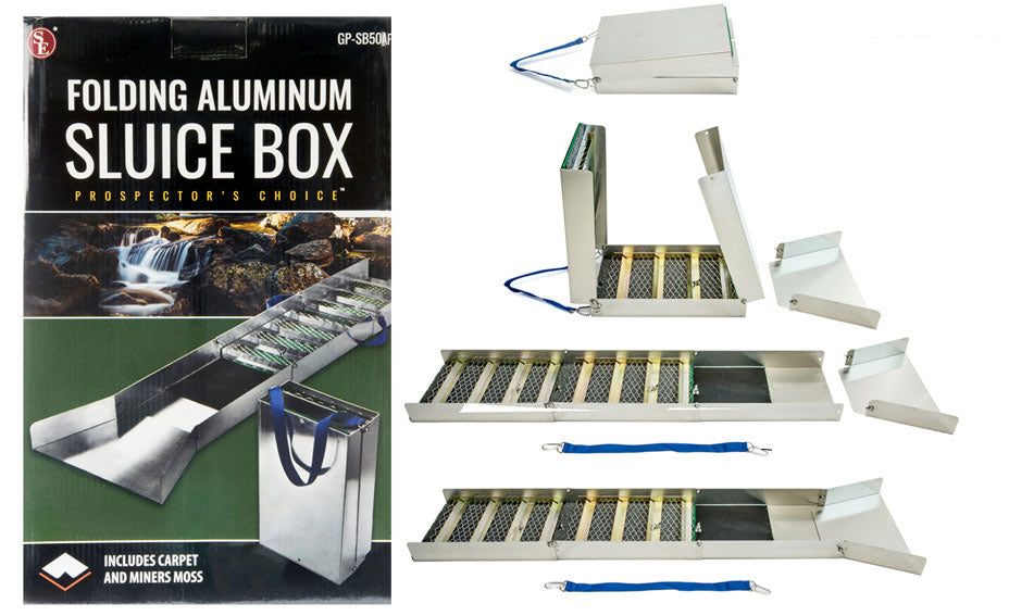 Folding Aluminum Sluice Box - Extended 50"/Folded 15"