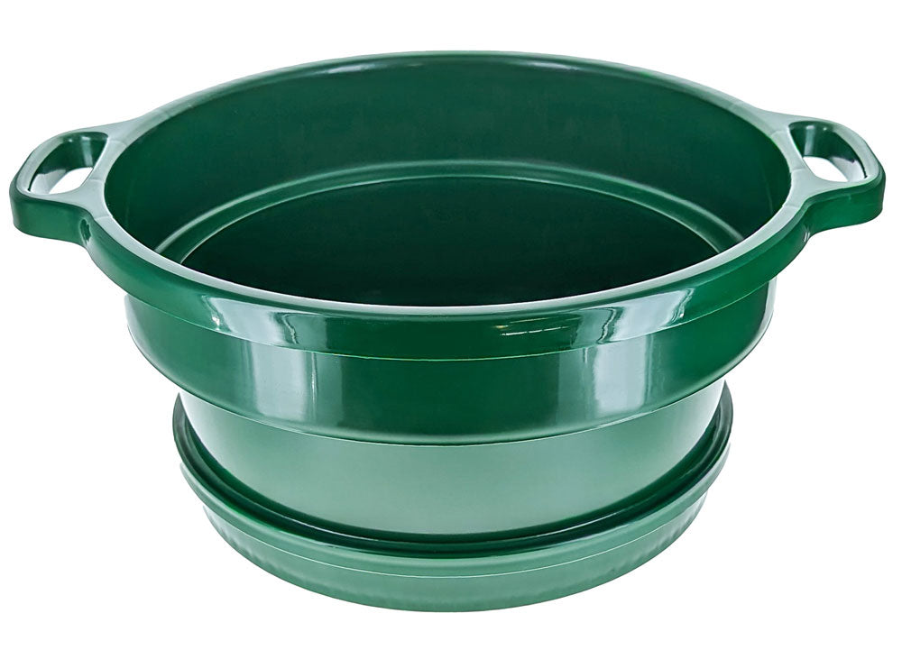 13-1/4" Diameter, 6" Deep Green Plastic Screen Stackable Sifting Pan, Gold Panning with Handle