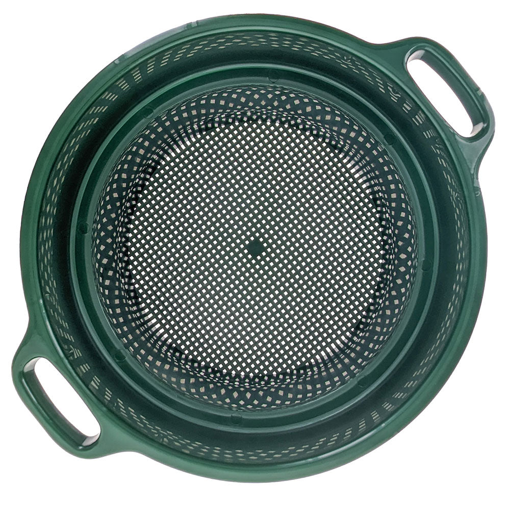 13-1/4" Diameter, 6" Deep Green Plastic Screen Stackable Sifting Pan, Gold Panning with Handle