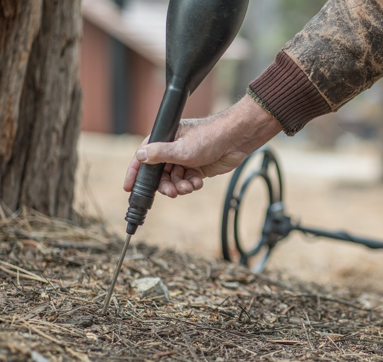 14" Black Scoop with Steel Probe in Handle, For Gold Panning/Gardening (Patent Pending)