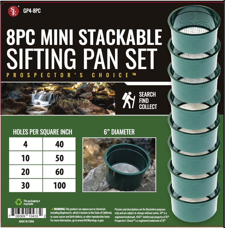 6" Green Mini Stackable Sifting Pan, Gold Pannings