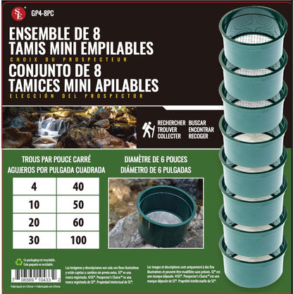 6" Green Mini Stackable Sifting Pan, Gold Pannings