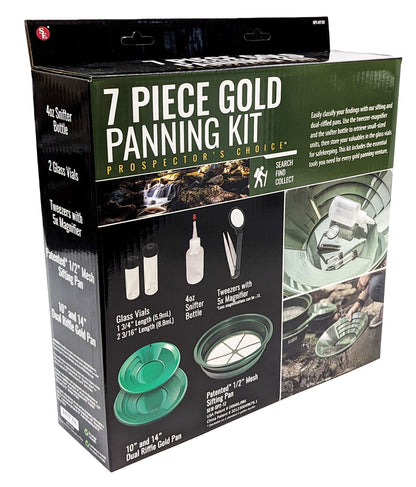 Gold Panning Kit in Printed Box, Description on Box in English, Spanish & French