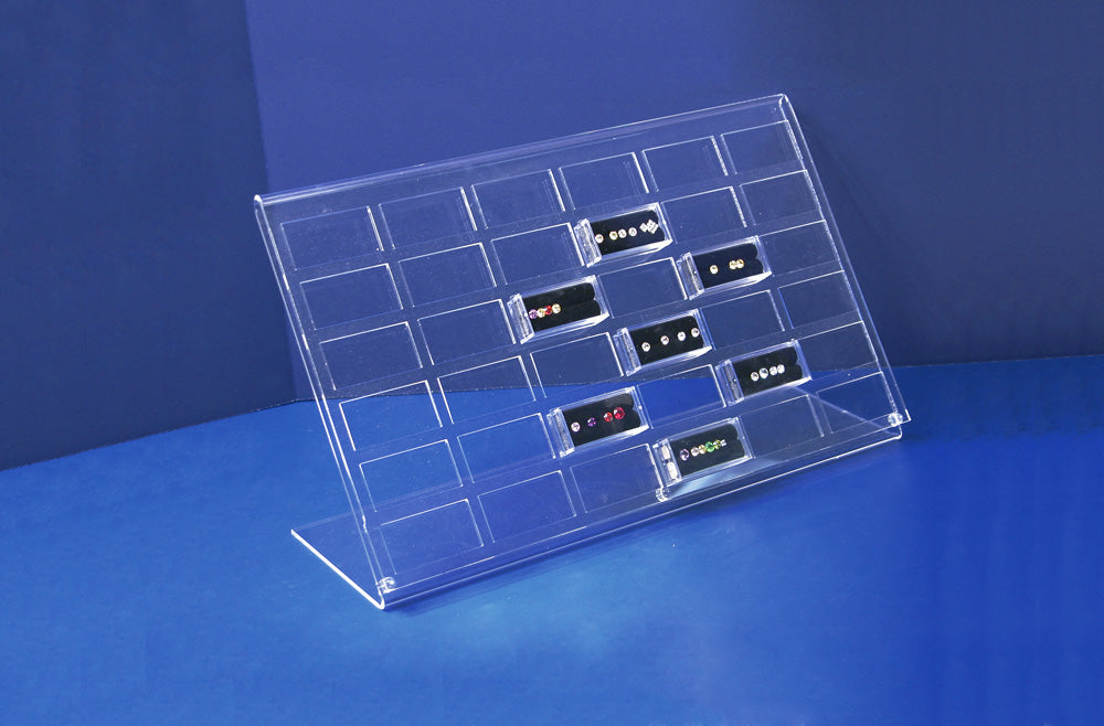 Large Acrylic Gem Displays — Holds 36 — Gem Boxes (#1305) — Clear