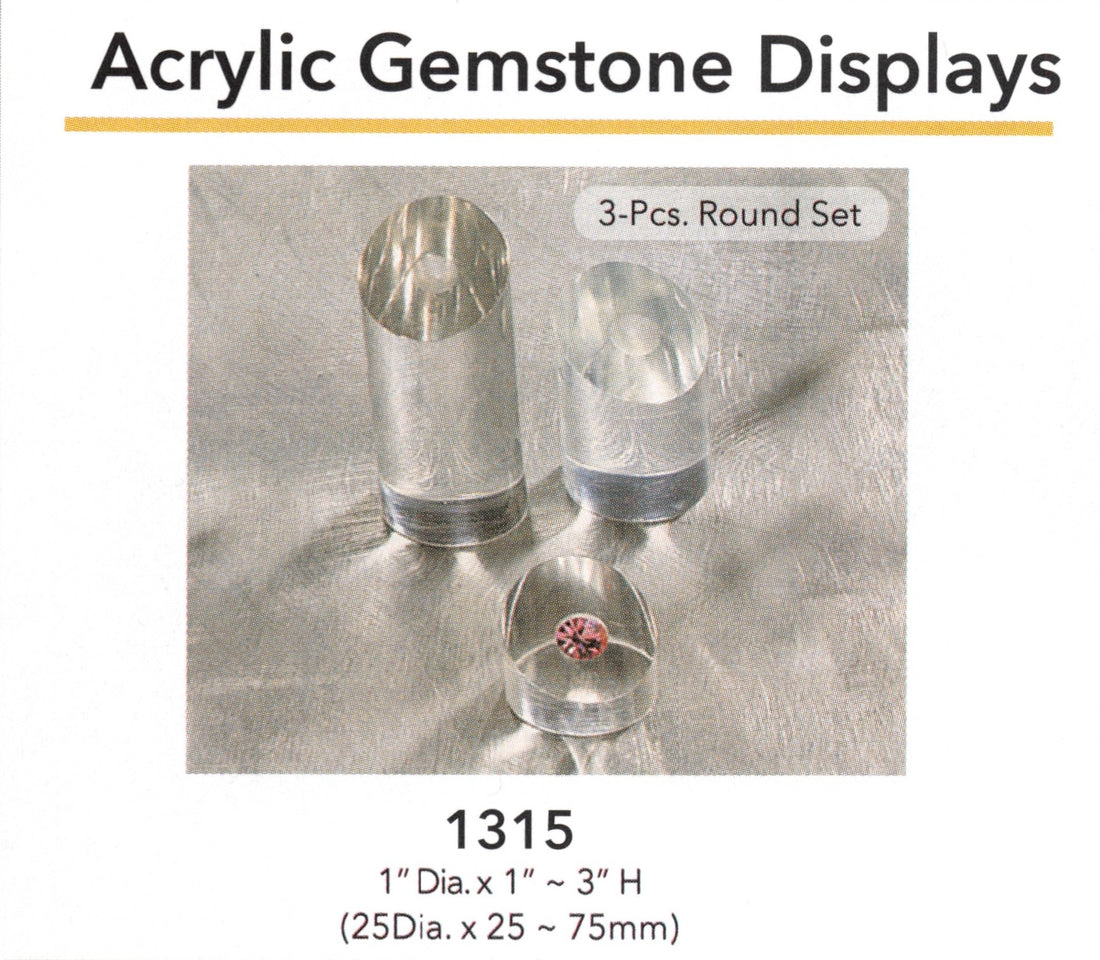 Acrylic Gemstone Displays — 3-Pc Round Set — Clear