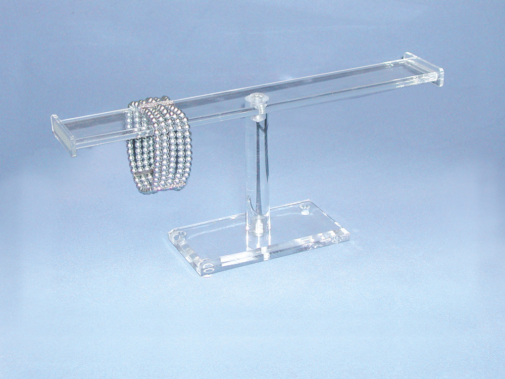 Clear Acrylic T-Bar Displays — Flat Bar — 12 x 5" H (305 x 125mm) — Clear