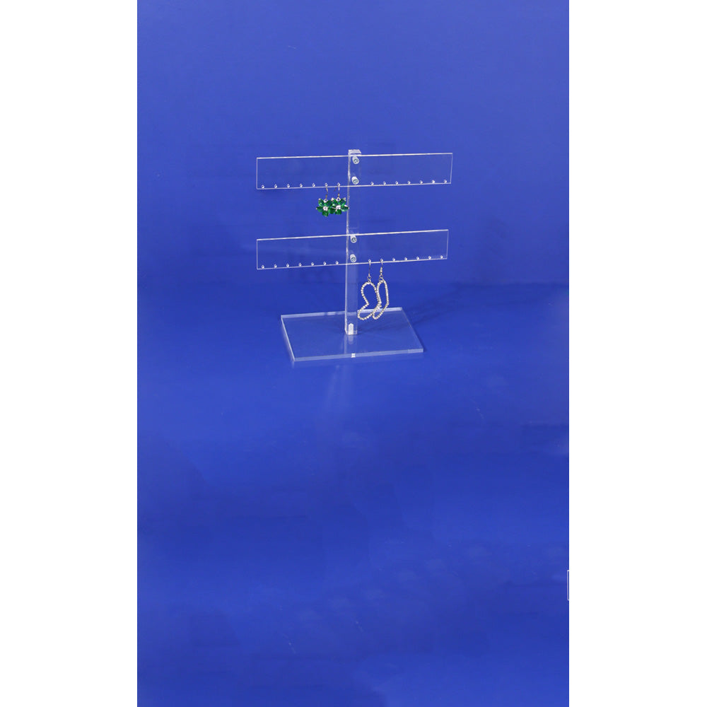 Acrylic Earring Tree Display Stands — 14 Pr — 8 x 4 x 8 1/4" H — Clear