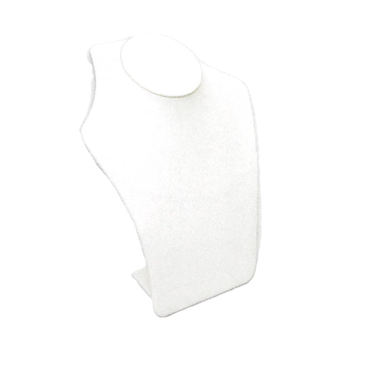 Contoured Necklace Display — White Faux Leather