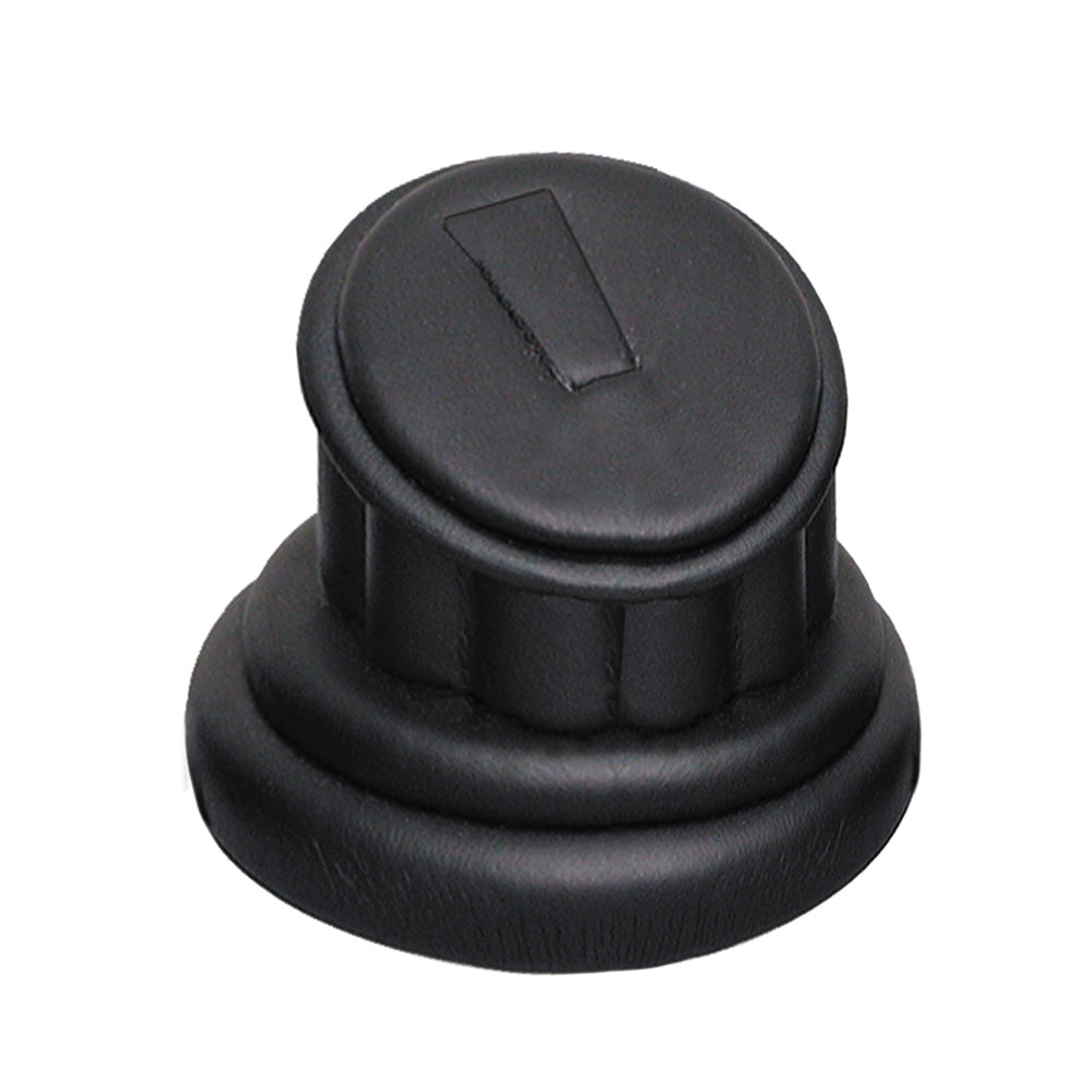 Short RING column display — Black faux leather