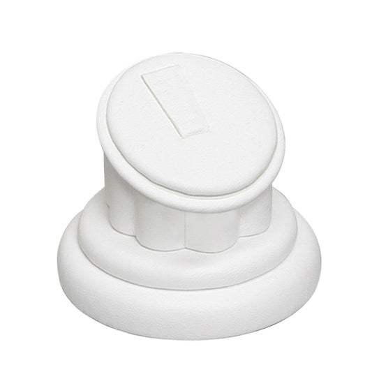 Short RING column display — Wht — White faux leather