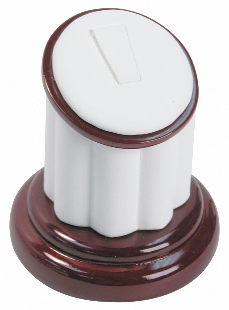 Medium RING column display-White faux leather/RW — Wht Faux Leather With Gl