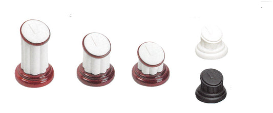 Tall RING column display — Wht — White faux leather