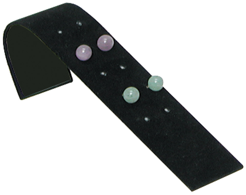 Curved Top Earring Display Ramp & Stand — 1 3/8 x 6 1/4 x 2" H — up to 5 pr — Black Velvet