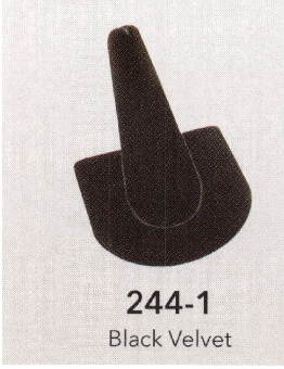 Finger ring stand; HALF ROUND base — Black velvet