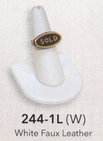 Finger ring stand; HALF ROUND base — White leather